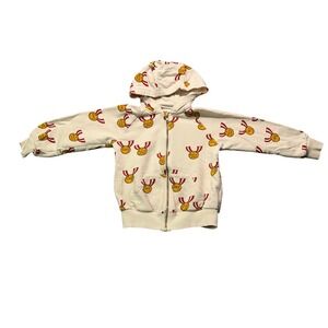 Mini Rodini Kids Cream Gold Medal Print Full Zip Hoodie US 6-7yrs..‎ 100% GOTS